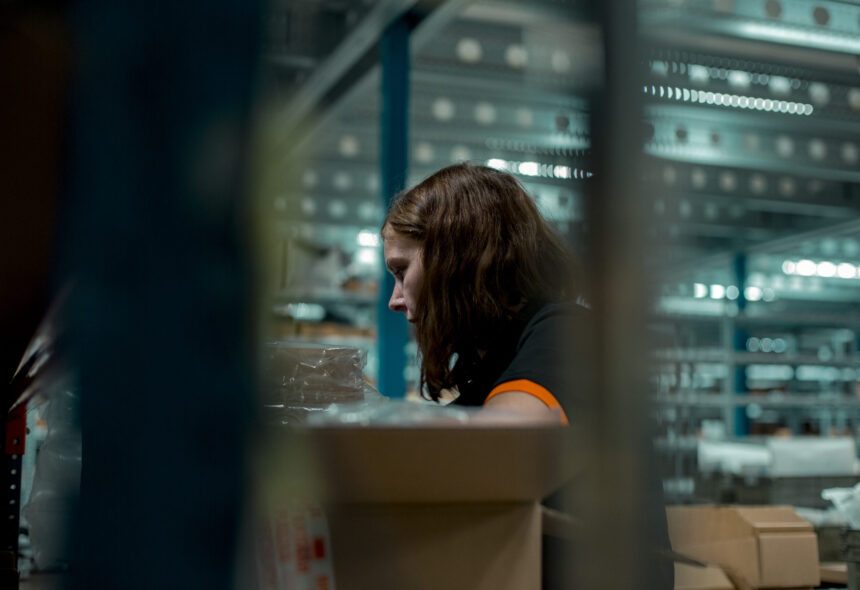 Medewerker van eWarehousing in het magazijn in Heinenoord